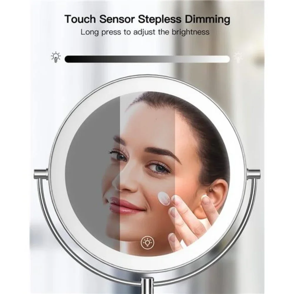 9”Wall Mounted Lighted Makeup Vanity Mirror with 3Color Lights& Stepless Dimming